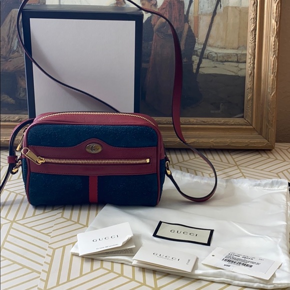 GUCCI Suede Calfskin Web Mini Ophidia w Box Duster - Picture 2 of 16